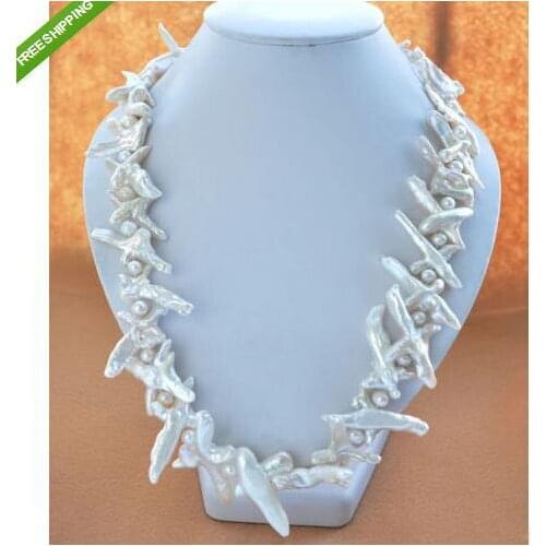 Women Pearl Jewelry White Cross Keshi Baroque Genuine Freshwater Pearl Necklace Charming Ladys Party Birthday Gift Fine Jewelry