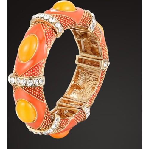 Zlxgirl Adjusttable Brand orange Enamel snake Bracelet For Women gifts Womens party chain bracelet and bangles