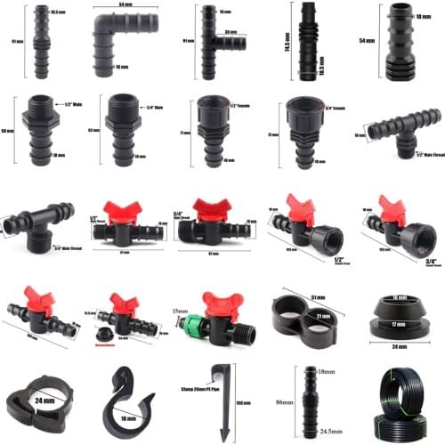 2Pcs 20mm Garden Watering PE Pipe Connectors Plastic Barbed Tee Elbow Straight Joints Agricultural Micro Irrigation Hose Adapter