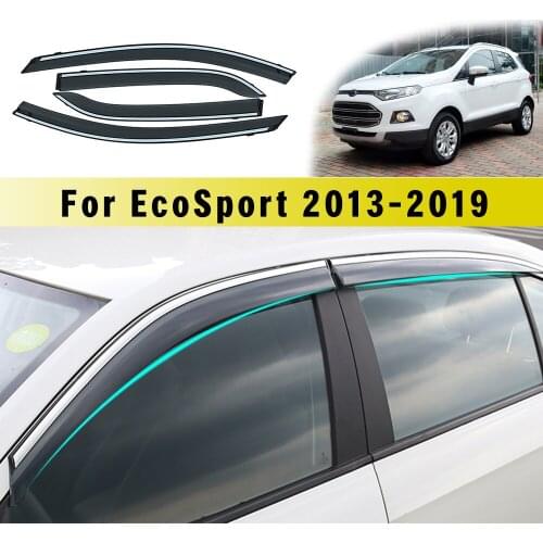 "4pcs ABS Car Smoke Window Sun Rain Visor Deflector Guard For Ford EcoSport 2013 2014 2015 2016 2017 2018 Sunny visor Accessorie