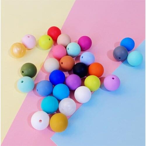 50PCS 15MM Round Silicone Beads Perle Silicone Teething Beads For Jewelry Making DIY pacifier Chain Nurse Gift