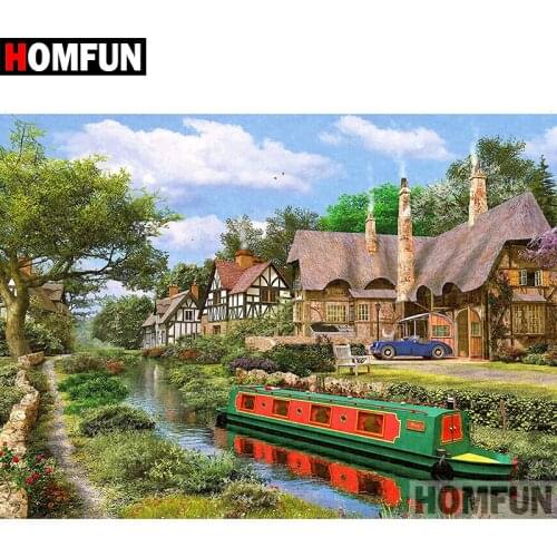 HOMFUN 5D DIY Diamond Painting Full Square/Round Drill "House scenery" Embroidery Cross Stitch gift Home Decor Gift A08417
