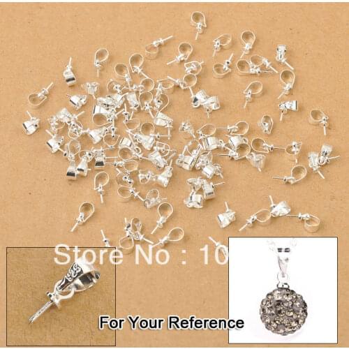 Fast Shipping Wholesale 100PCS A Lot Design Jewelry Findings 925 Sterling Silver Bail Beads Cap Connectors For Pendants