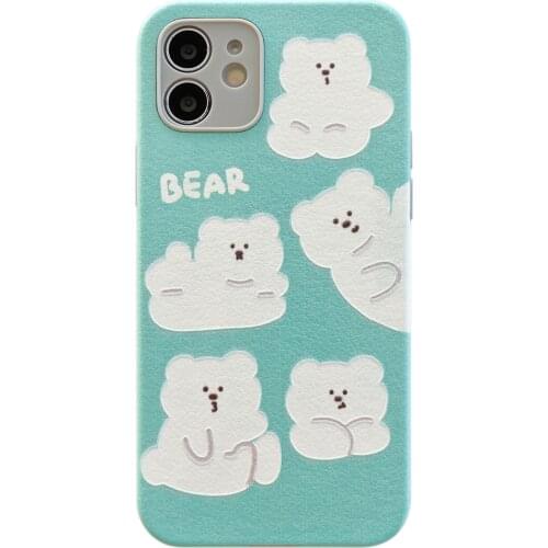 Mint Green Polar Bear Flower Case for iPhone 12 Pro Max Back Phone Cover for 12 Mini 11 Pro Max X XS XR 8 7 Plus SE 2020 Capa