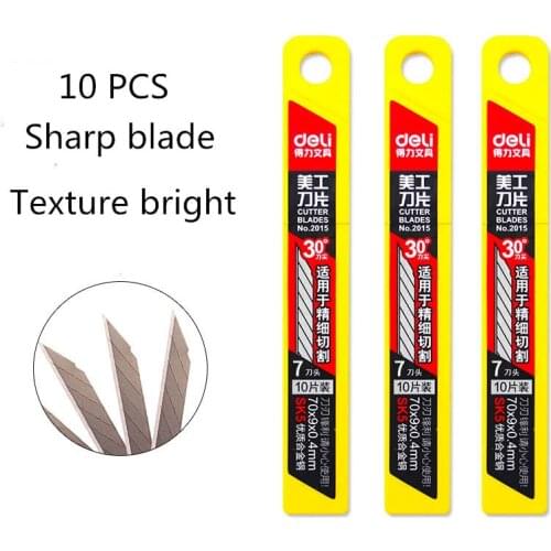 Deli 10 pieces of small size paper cutter blade 30 degree alloy steel blade
