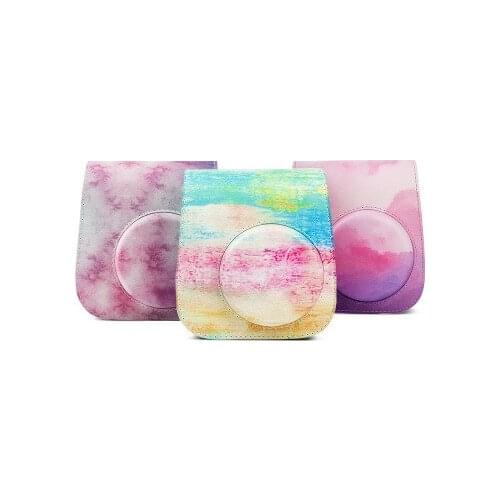 For Polaroid mini11/9/8 universal PU leather retro camera bag oil paint camera protective cover storage bag