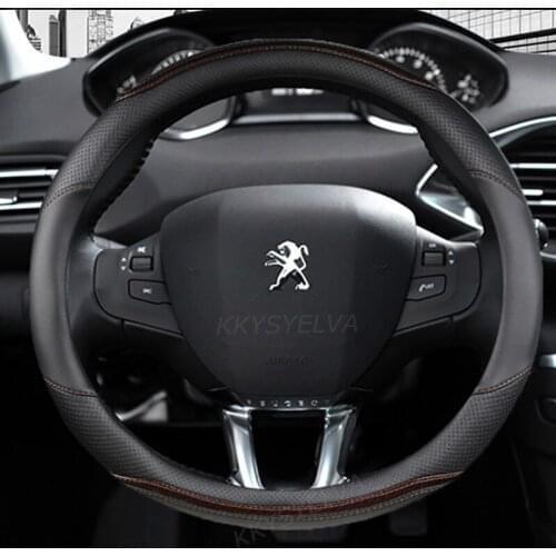 For Peugeot 308 2014~2021 II III T7 T9 308 SW Car Steering Wheel Cover Carbon Fibre + PU Leather Auto Accessories interior
