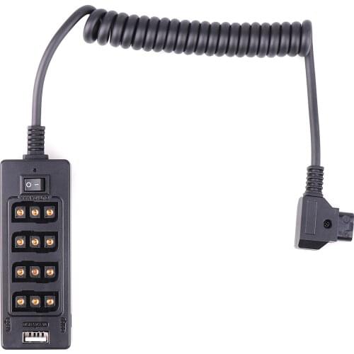 FOTGA 4 IN 1 D-tap Female Power Cable for Monitor Cellphone External Power Supply