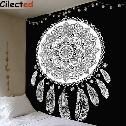 Cilected Black And White Tapestry Dream Catcher Tapestry Wall Hanging Mandala Tapestries Indian Hippie Large Polyester Cloth Wal