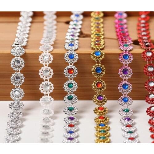 2 y/180cm Single row plum blossom Diamond mesh Wrap ribbon silver Rhinestone Roll Ribbon cake wedding party gift decoration 7D