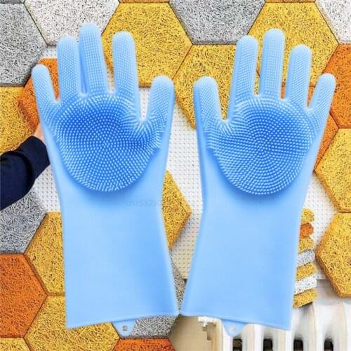 Magic Silicone Dish Washing Gloves Kitchen Accessories Dishwashing Glove Household Tools for Cleaning Car Pet Brush 1 Pair