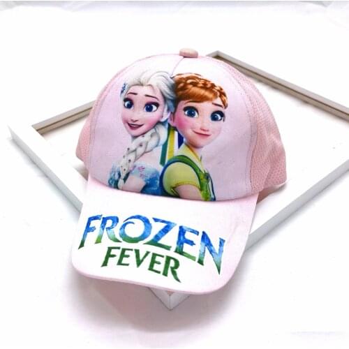 Fashion Little Girls Sun Hat Elsa Anna Princess Printed Pretty Summer Duck Tongue Hats 3-8 Years Children Sofia Kids Caps