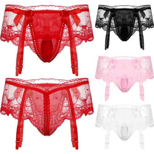 Men Sexy Underwear Erotic Sissy Gay Lingerie Costume Male Underpants T-back Briefs with Small Bowknot Bulge Pouch Underpants