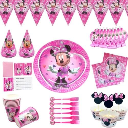 Disney Minnie Mouse birthday party decorations baby girl birthday Disposable tableware or balloon set Scenes Collection decor