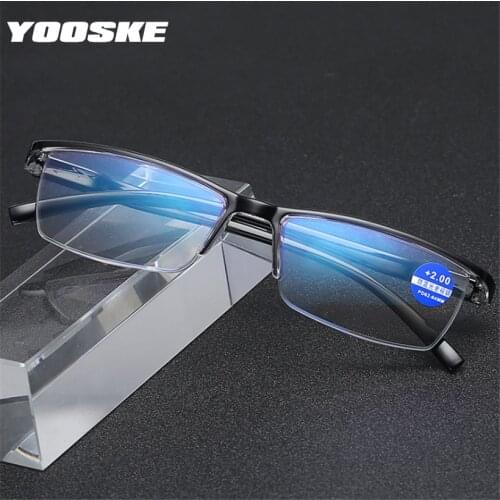 YOOSKE Reading Glasses Women Men Anti-blue light Retro Business Hyperopia Prescription Eyeglasses Male Female Dioptric Glasses
