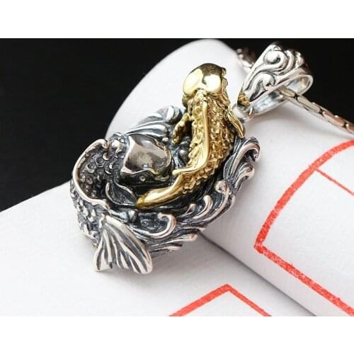 Silver Wholesale Handmade S925 Sterling Silver Pendant Retro Thai Silver Pendant Pendant Fish Every Year Men And Women