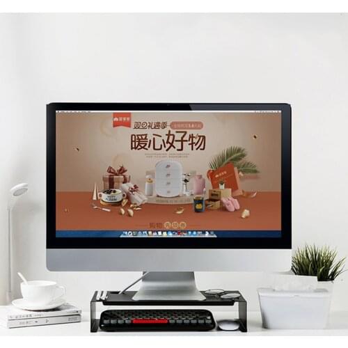 Computer Monitor Stand Riser Desk Laptop Organizer With Pen Panel Grooves Cable Storage Hole For Home Office