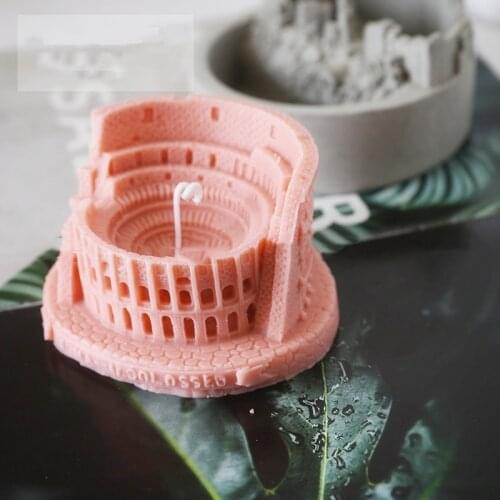 Ancient Roman Colosseum Creative Flower Pot Aromatherapy Candle Plaster Cement Flower Plant Potted Silicone Mold