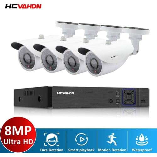 8MP CCTV AHD Camera System Kit HD 4 Channel 4K DVR 4PCS 8.0MP Bullet Camera Email Alarm Security Surveillance Camera Kits SONY