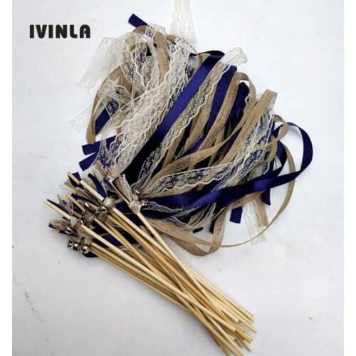 50pcs/lot Royal Jute wedding wands with sliver bell for wedding decoration