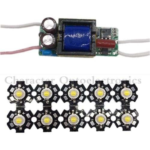 10pcs 3W White3500K 4500K 6500K 15000K 25000k 35000k led chip and with 1pcs 6-10x3W led driver for DIY