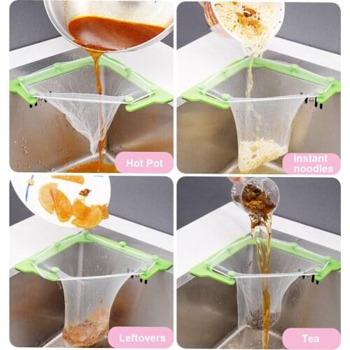Triangle Tri-Holder Filter Sink Strainer Bag Leftovers Garbage Storage Rack Kitchen Hanging Fine Mesh Net Holder dropshipping