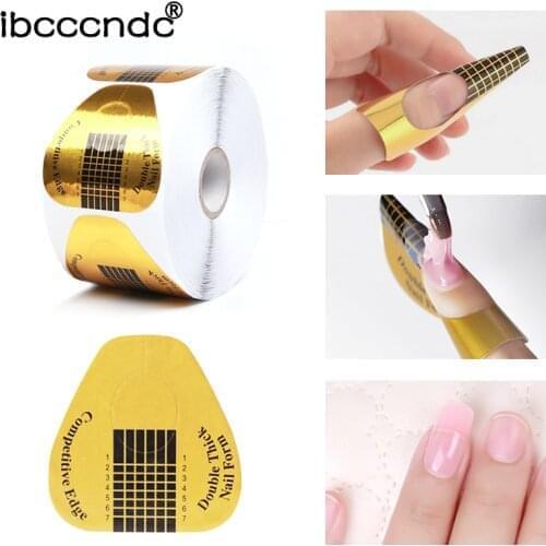 100pcs/lot U Shape Nail Forms Acrylic Nail Art Foils Tips Extension Guide Sticker for DIY Polish Gel French Tips Manicure Tools