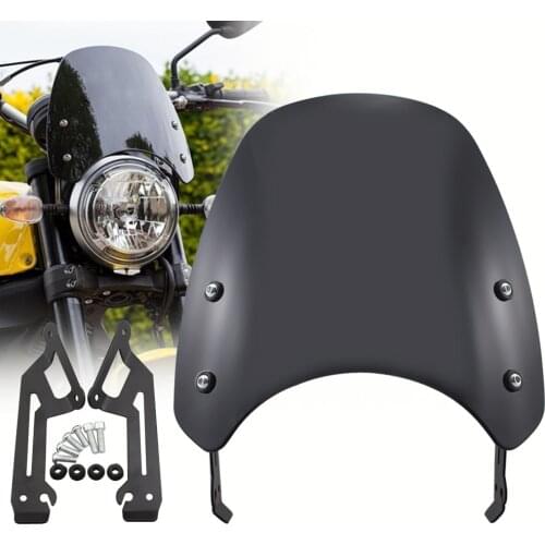 Motorcycle Windscreen Windshield Fly Screen Shield Wind Deflector Holder Protection For Ducati Scrambler Classic Full Throttle