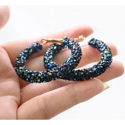 Vintage Korean Big Hoop Earrings for Women Female Gold Cubic zirconia Drop Dangle Earring Geometric Earings 2020 Fashion Jewelry