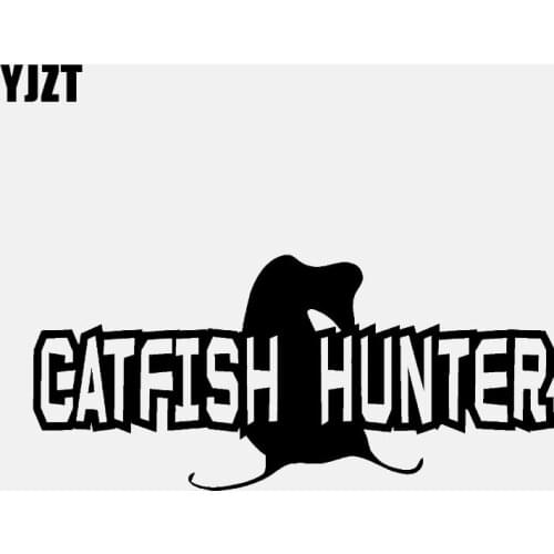 YJZT 13.8CM*6.3CM CAT FISH HUNTER Vinyl Decal Car Sticker Diesel Truck Black/Silver C3-0946