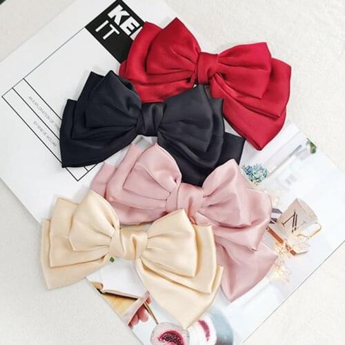 Women Big 3 Layer Bow Hairpins Lolita Headdress The Back Girl Headwear Horsetail Clip