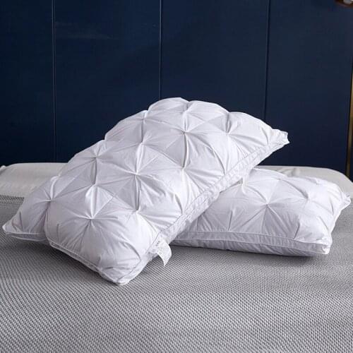 1pc White Pink Premium High Natural Goose Down Pillows for Sleeping Down Pillow Hotel Home Downproof Pillow Cover Twist Pillow
