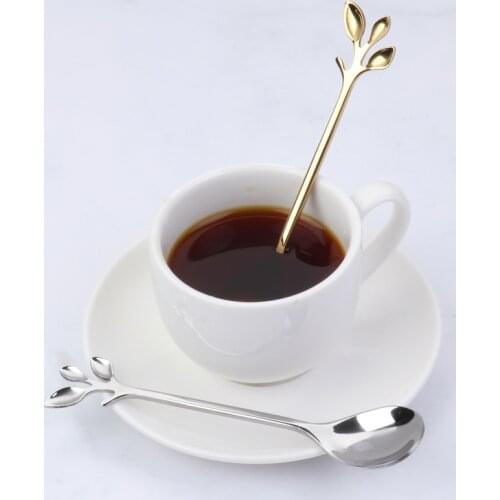 1 PCS Vintage Exquisite Branch Shape Small Coffee Spoon Royal Style Flatware for Snacks Kitchen Dining Bar Mini Dessert Spoon