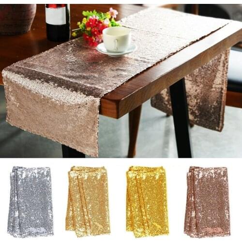 30x180cm Rose Gold Sequin Table Runners Modern Style Shiny Embroider Sequin Long Table Cloth For Wedding Party Home Decoration
