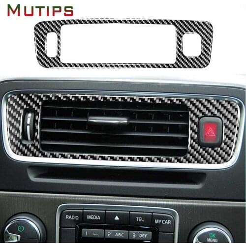 Car Center Console Air Outlet Vent Below Frame Warning Light Cover Carbon Fiber Sticker For Volvo V60 2010-2017 S60 2010-2018