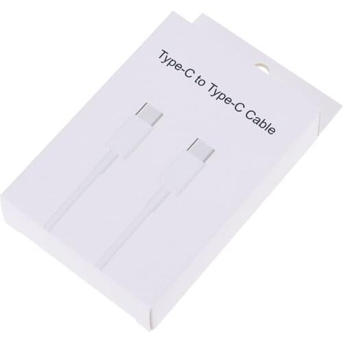 White Cardboard Paper Retail Box For Type-C to Type-c /8Pin Data Line Fast Charge Cable for Micro 8Pin USBC Cord with Hang Hole