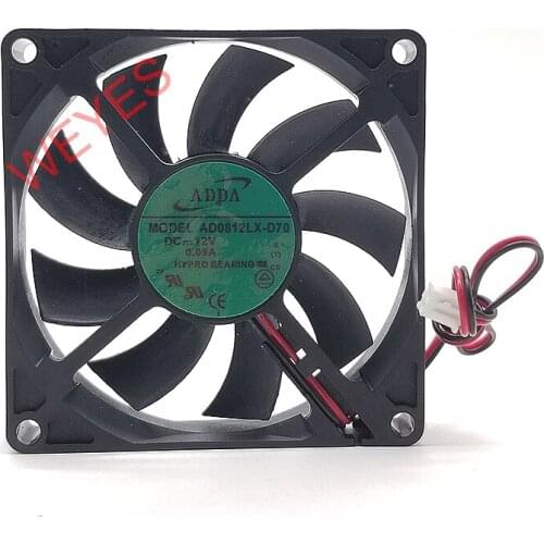 Free shipping AD0812LX-D70 DC 12V 0.09A 2-wire 80x80x15mm Server Cooler Fan