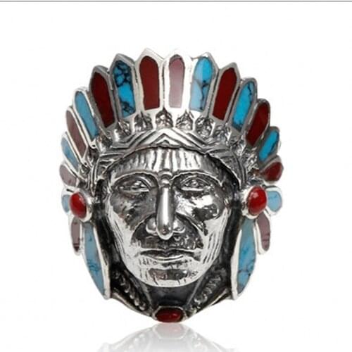 S925 sterling silver jewelry chiefs ring for Man head Thai silver ring Man rings real 925 silver rings