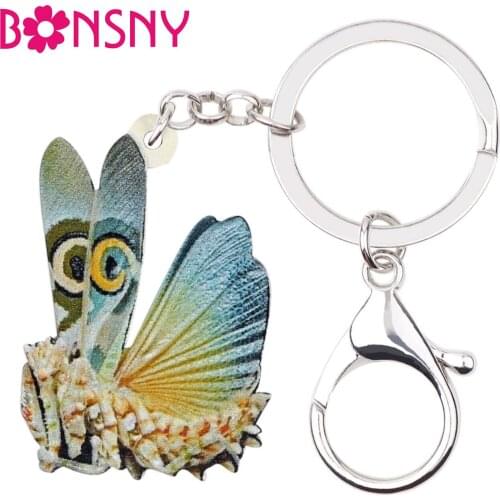 Bonsny Acrylic Mantis Devil Horse Key Chain Keychains Rings Animal Jewelry Gift For Women Girls Bag Car Purse Pendant Wholesale