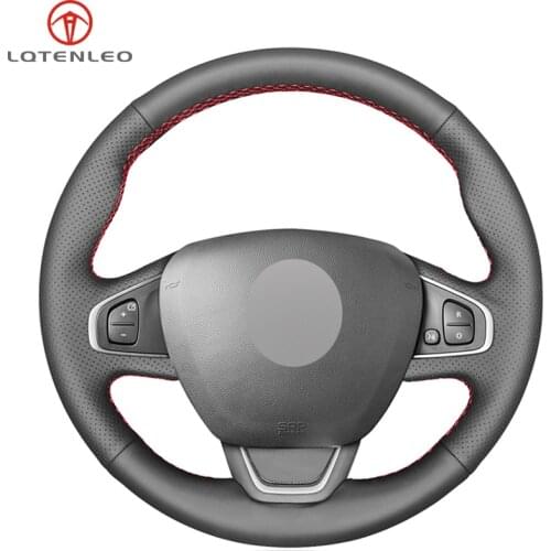 LQTENLEO Black Genuine Leather Steering Wheel Cover For Renault Clio 4 (IV) Kaptur Captur 2016-2019