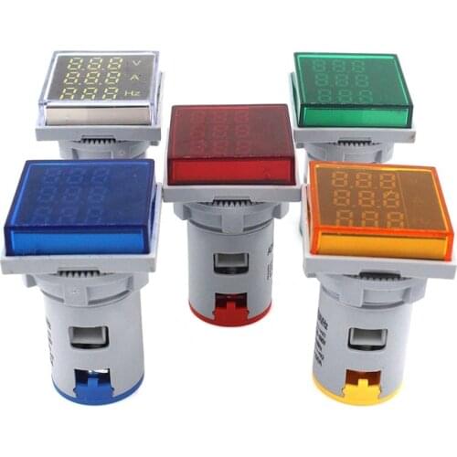 AC Digital LED Display Ampere Voltmeter Ammeter Hertz Voltage Current Frequency Meter Warning Indicator Signal Lights Tester