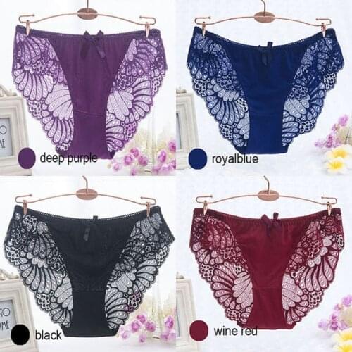 CU014 Sexy Underwear Women Cotton Crotch Transparent Panties Comfortable Lace Lingerie Large Size Soft Ladies Underpants