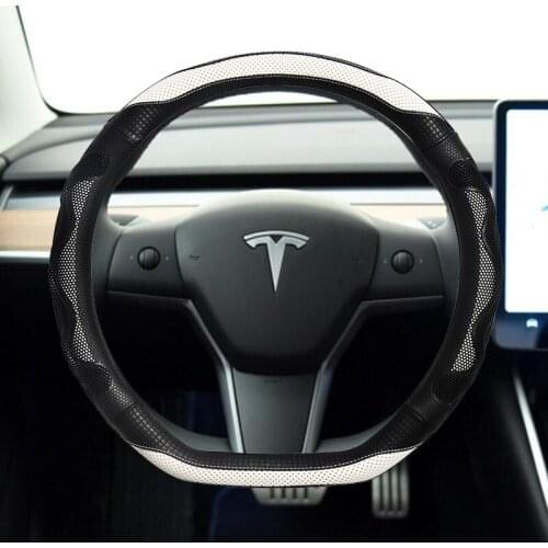 For Tesla Model 3 2017 2018 2019 2020 Car Steering Wheel Cover Non-slip Micro Fiber Leather Auto interior Accessories