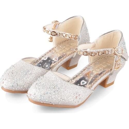 Childrens High-heeled Shoes Girls Shoes Flash Diamond Princess Dance Shoes Kids Leather Shoes Crystal Student Performance Shoes