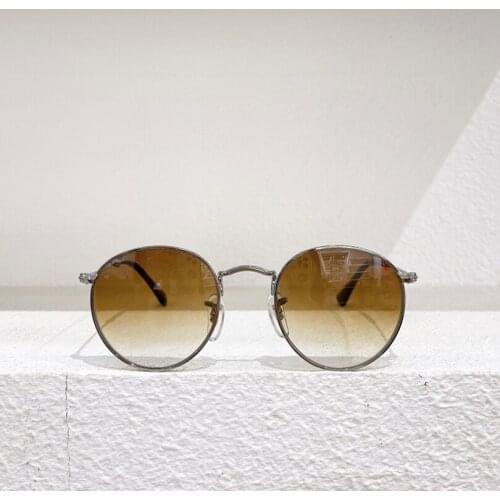 Round metal frame kids sunglasses boy 2021 fashion gradient brwon lens Girl glasses kids