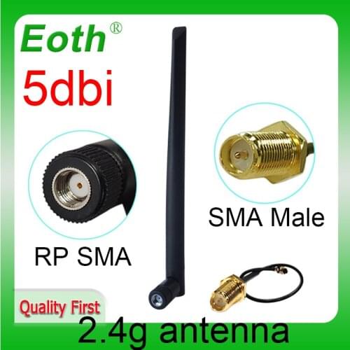 2.4GHz wifi Antenna 5dBi RP-SMA Female 2.4 ghz antena 2.4G WiFi Aerial Wireless Router +21cm PCI U.FL IPX Pigtail Cable