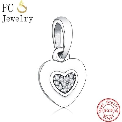 FC Jewelry Fit Original Brand Charm Bracelet Bangle 925 Sterling Silver Heart Zircon Contas Beads Pendant Making Berloque DIY