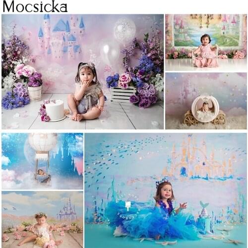 Castle Princess Newborn Backdrop for Photography Fairytale Story Castles Theme Background for Baby Girls Cake Smash Professional