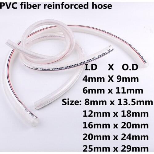 1M I.D 4-50mm PVC Fiber Reinforced Flexible Oxygen Tube Hose Pipe Tap Water Hose Home Wash Hose pipe Garden Irrigation Soft Hose