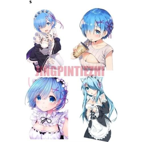 Personality Car Sticker FC663 Anime Girl Re Zero Rem Car Stickers for Mercedes Macbook Decal Car Window Body Stickers